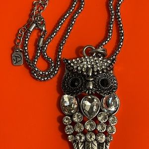 You & I Women’s  Silver with Black eye and Clear Rhinestone Pendant and Necklace